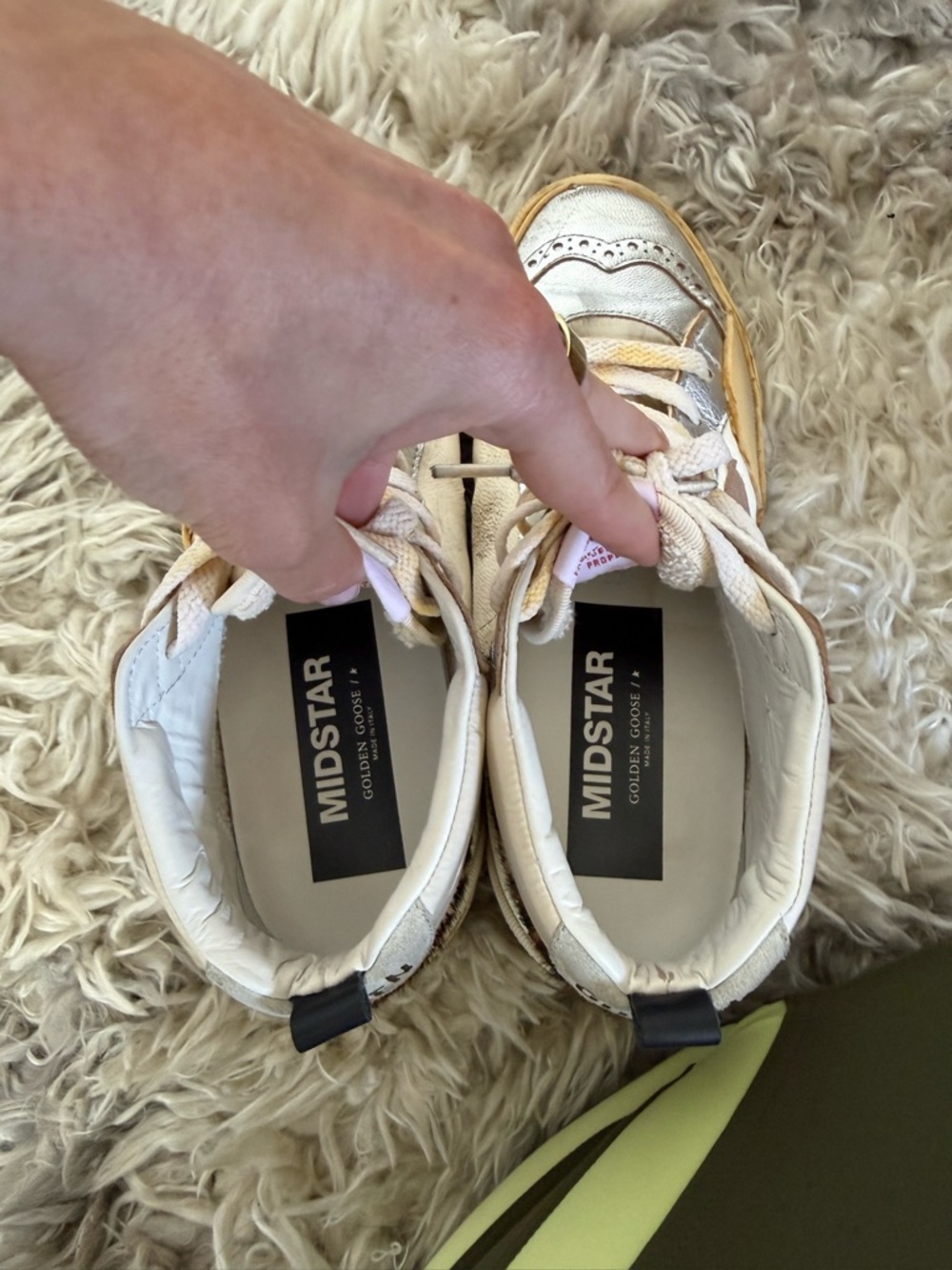 Golden Goose Women's Midstar Silver and Beige Sneakers - Picture 13 of 15